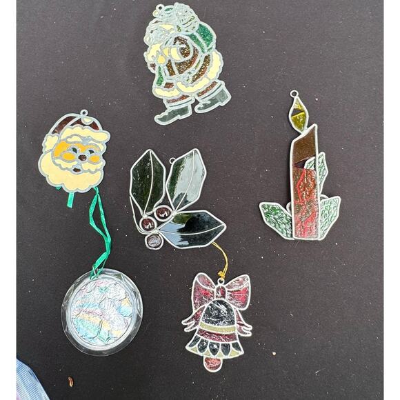 Vintage Lot Of 6 Stained Glass Christmas Suncatchers See Photos -S1C - Picture 3 of 11